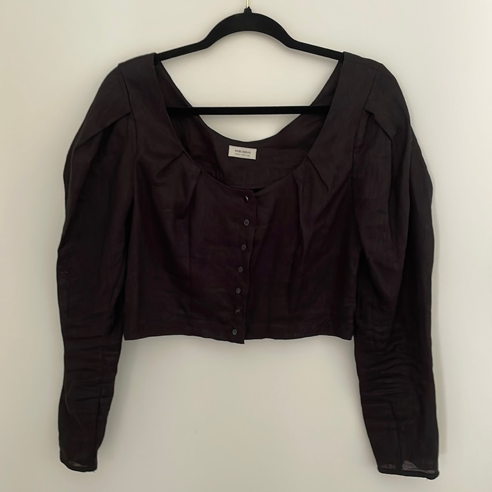Pari Desai Paros linen blouse in black